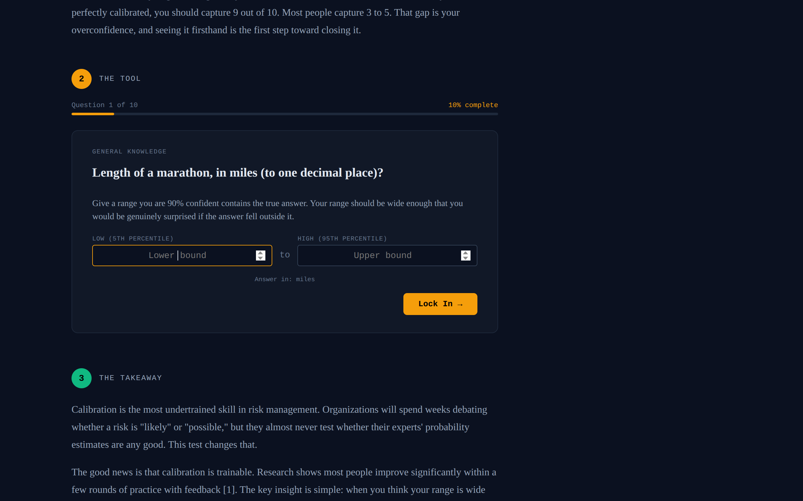 Screenshot of Calibration Trainer